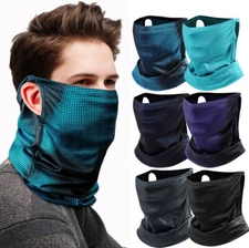 Half Face Mask Bandana Scarf Snood Covers Neckerchief Neck Gaiter with Loops Ear