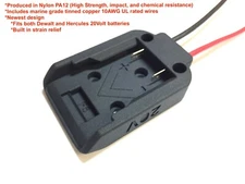 Nylon 10AWG battery adapter for DeWALT 20v Max 18v dock power connector 