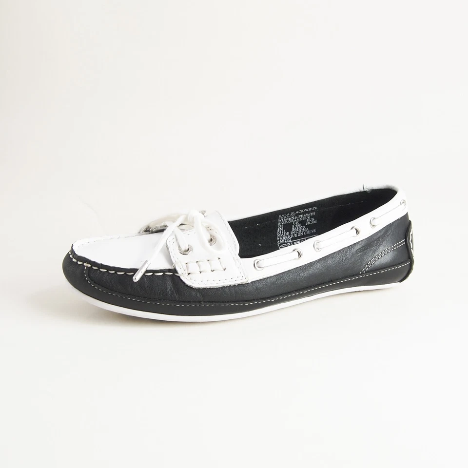 Sebago Bala Boat Shoes Loafers Black White Leather Women Size EU 38.5 US 8 - Image 2 of 4