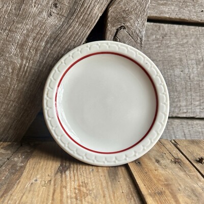 Vtg Syracuse China Econo Rim Restaurant Ware Red Cardinal Line 5.5'' Bread Plate