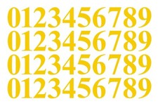 0-9 Numbers Yellow Sticker Vinyl Decals CHOOSE SIZE  1" To 12" Set Of 40 V646 