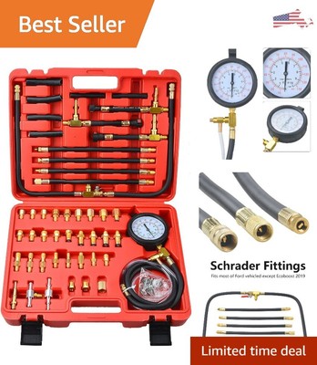 Durable Fuel Line Fittings Kit - 0-140 PSI Gauge - Quick Connect System