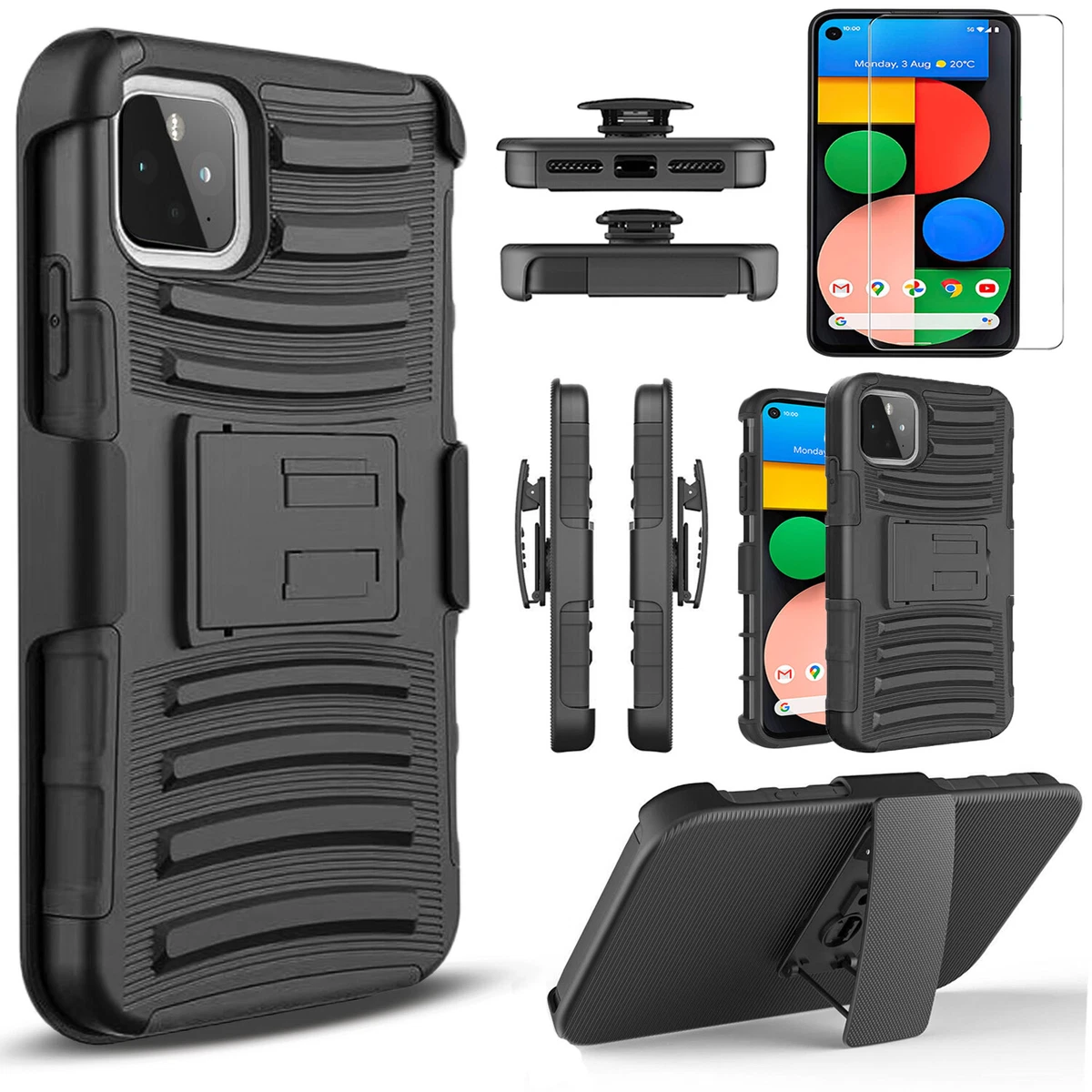 MoEx Slide Case Custodia In Pelle Vegana Per Google Pixel 5, Cover Ultra Sottile Con Protezione 360°, Fondina Con Passante, Colore Ciano - 5