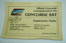 CONCORDE SST Supersonic California Inaugural Flight Signed 9/21/1986 Mint Pin