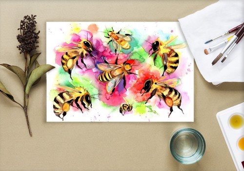 Original watercolor art bumblebees painting insect bees 8"11" by Anne Gorywine - Picture 2 of 7