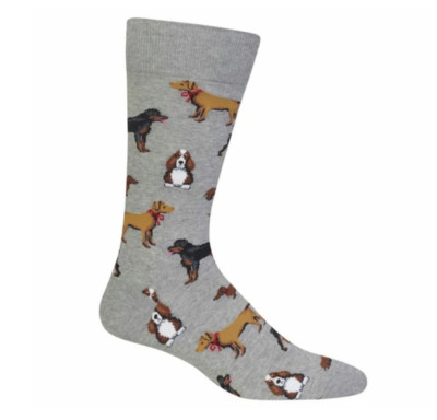 Dog Show Socks Casual Crew Shoe Size 6-12 HOT SOX Assorted Dogs