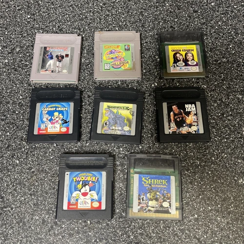 Nintendo GAMEBOY Lot of 8 Godzilla, NBA Jam, Shrek, Bo Jackson, Carrot Crazy…