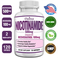 120 Capsules Niacinamide 500 Mg Immune System Cellular Health Energy Balance