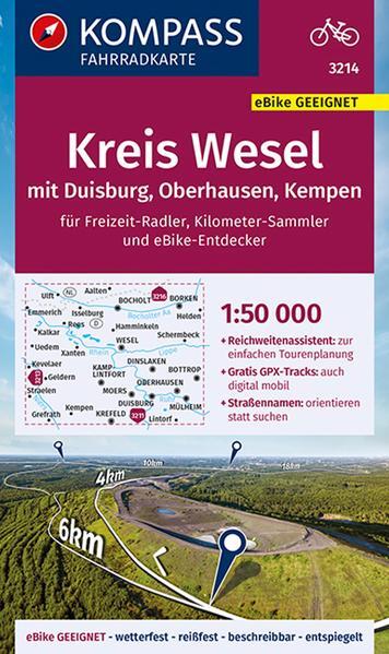 Kompass Fahrradkarte 3214 Kreis Wesel Mit Duisburg, Oberhausen, Kempen