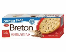 8 Boxes of Dare, Breton Gluten Free Original with Flax Crackers 135g Each 