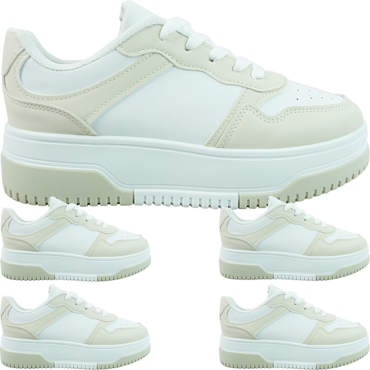 WOMENS LADIES FLAT CHUNKY WEDGE PLATFORM TRAINERS PUMPS SHOES SPORT FASHION  LOOK