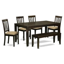 LYAN6-CAP-C 6 PC Dining set with bench-Dining Table with Leaf and 4 Dining...
