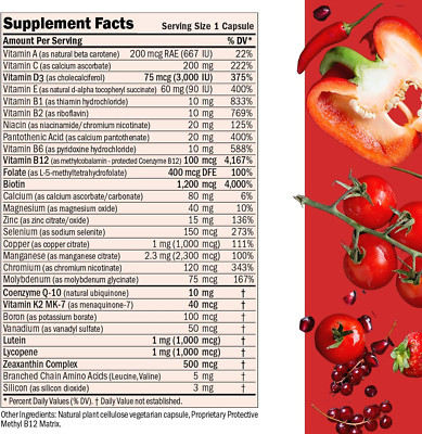 Essential-1 Multivitamin 3000 IU Vitamin D3 60 Small Capsules   100 Mcg Methy...