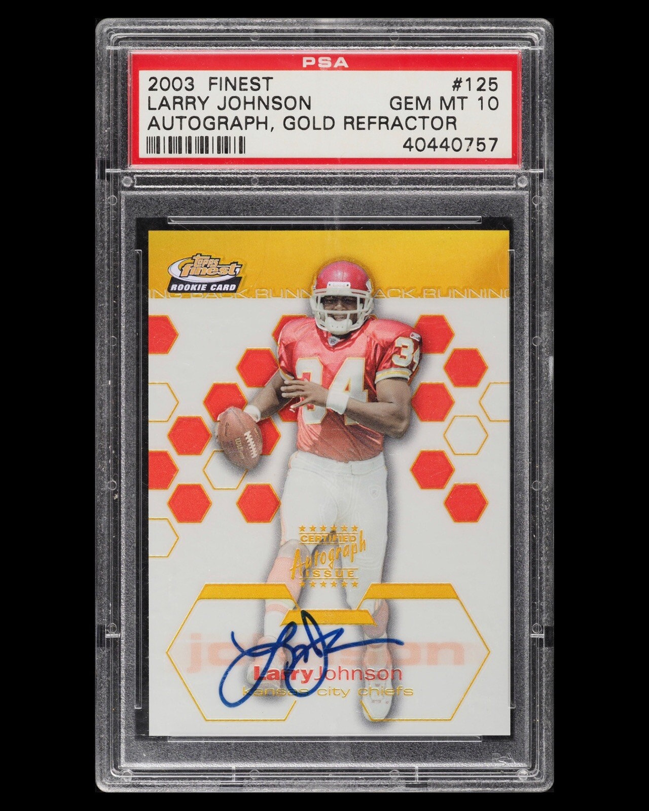 Larry Johnson Finest #125 Autograph-Gold Refractor