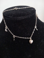 925 sterling silver anklet with foot chain, ankle Hert Moon bracelet,