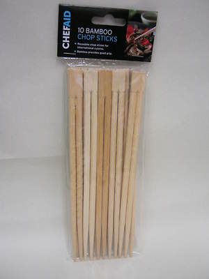 Chef Aid Wooden Bamboo Chop Sticks Pk10 Ref 10E10143