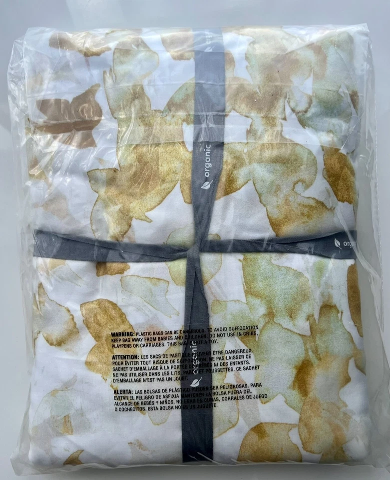 Edredón con dosel de satén orgánico West Elm nuevo con etiquetas, rábano picante oscuro, completo/reina Foto 2 de 3