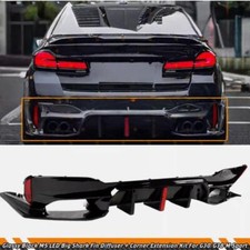 For 17- 23 Bmw G30 G38 Big Fin M5 Style Gloss Black Led Rear Bumper Diffuser Kit For 17- 23 Bmw G30 G38 Big Fin M5 Style Gloss Black Led Rear Bumper Diffuser Kit