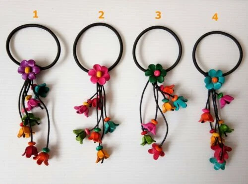 Leather Flower Hair Hair Rings for Women