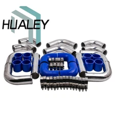 2.5" 64mm Aluminum Universal Intercooler Turbo Piping +Blue Hose + T-Clamp kits