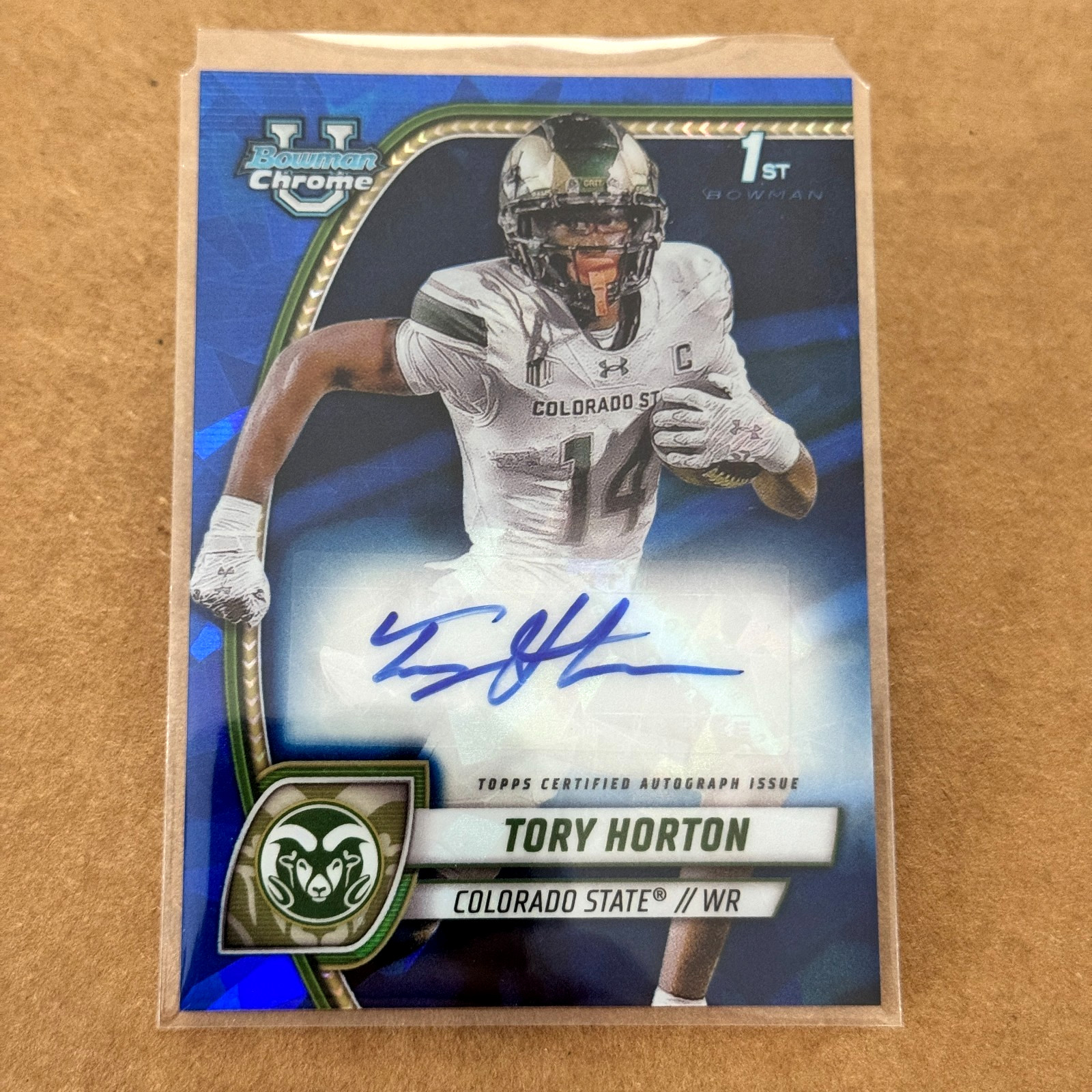 2024 Bowman Chrome University Sapphire TORY HORTON 1st Auto Seattle Seahawks CSU