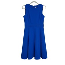 Calvin Klein Royal Blue Scalloped Sleeveless Fit and Flare Dress Size 4 Cocktail