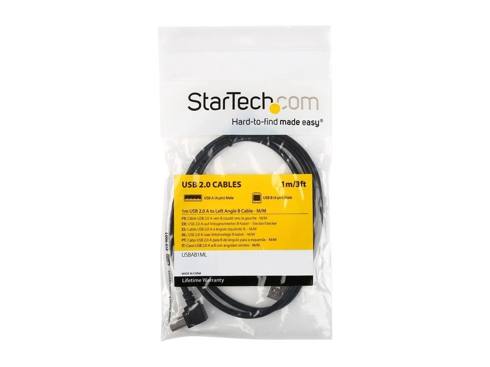 StarTech.com USBAB1ML 3 ft. Black USB 2.0 A to Left Angle B Cable - Image 3 of 3