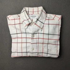 Thom Browne Shirt Mens Small White Red Gray Windowpane Button Down Made USA