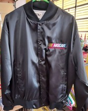 Vintage Black Satin NASCAR Jacket, XL, Taylor (Made In USA).