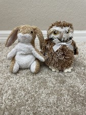 Douglas Cuddle Toys Plush 7" Bunny  Owl Stuffed Animal Lot of 2