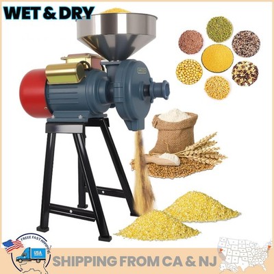 3000W 110V Electric Grain Grinder Corn Wheat Flour Cereal Feed Mill Wet & Dry