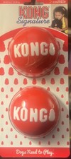 Kong Signature Balls 2-pk Large Squeaky Bouncy Dog Fetch Toys 3.5"