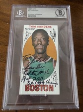 1969 Topps #72 Tom Sanders Rookie Rc HOF Auto / Signed - BGS - 3 Inscriptions!