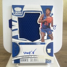 Panini Crown Royale Marcus Sasser Rookie Silhouettes Auto Patch Pistons /125