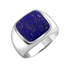 Herren Siegel Ring Lapislazuli Massiv 925 Sterling Silber Gestempelt Hochglanz