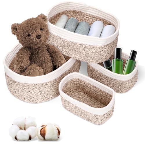 Panier rangement corde coton lot de 4 paniers tresses beiges de qualite premium