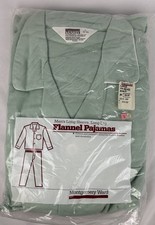 NEW Vintage Green Montgomery Ward Flannel Pajama Set PJs Mens L Long Sleeve Pant