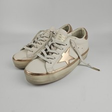 GOLDEN GOOSE Hi Star Women's White/Rose Gold Sneakers New