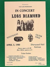 1980 LEGS DIAMOND Concert POSTER California ORIGINAL Heavy Metal ROCK BAND Music