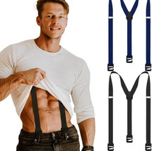 Men's Adjustable Suspenders Elastic Y-Shaped Braces Hooks Pants Brace Solid New