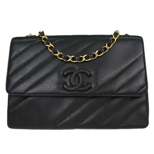 Chanel Black Calfskin Straight Flap Jumbo Shoulder Bag 187825