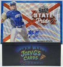 2021 Leaf Metal Draft Maddux Bruns State Pride Blue Wave Auto 11/20