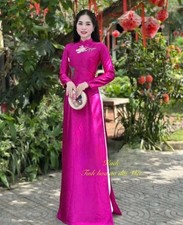 Embroidered Flowers Traditional Vietnamese Long Dress- Valentino - 3XL -No Pants