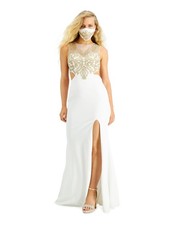 CITY STUDIO Womens Ivory Sleeveless Full-Length Formal Dress 13