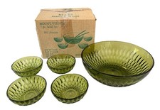 vintage indiana Green avacado Salad bowl 5 piece set with Box (no Spoon/fork)