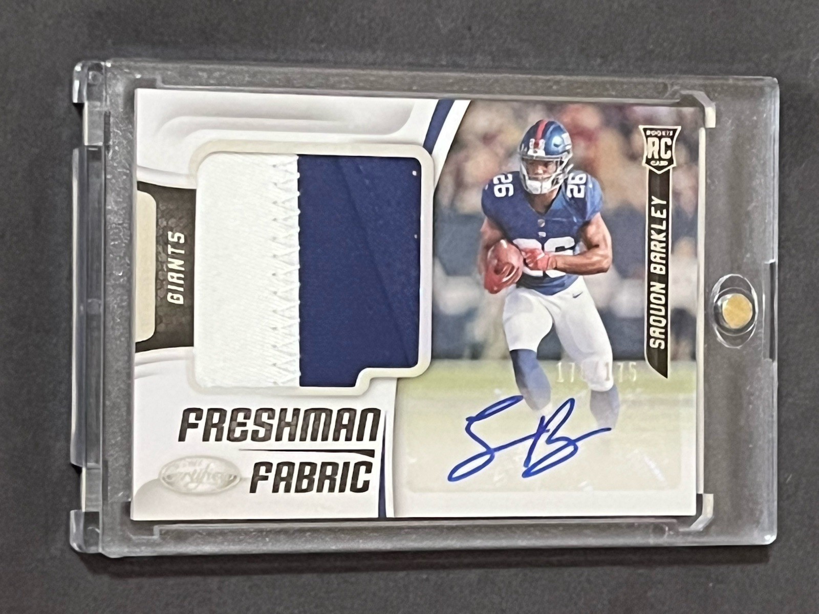 2018 Panini Certified Freshman Fabric Saquon Barkley /175 Rookie Patch Auto RPA