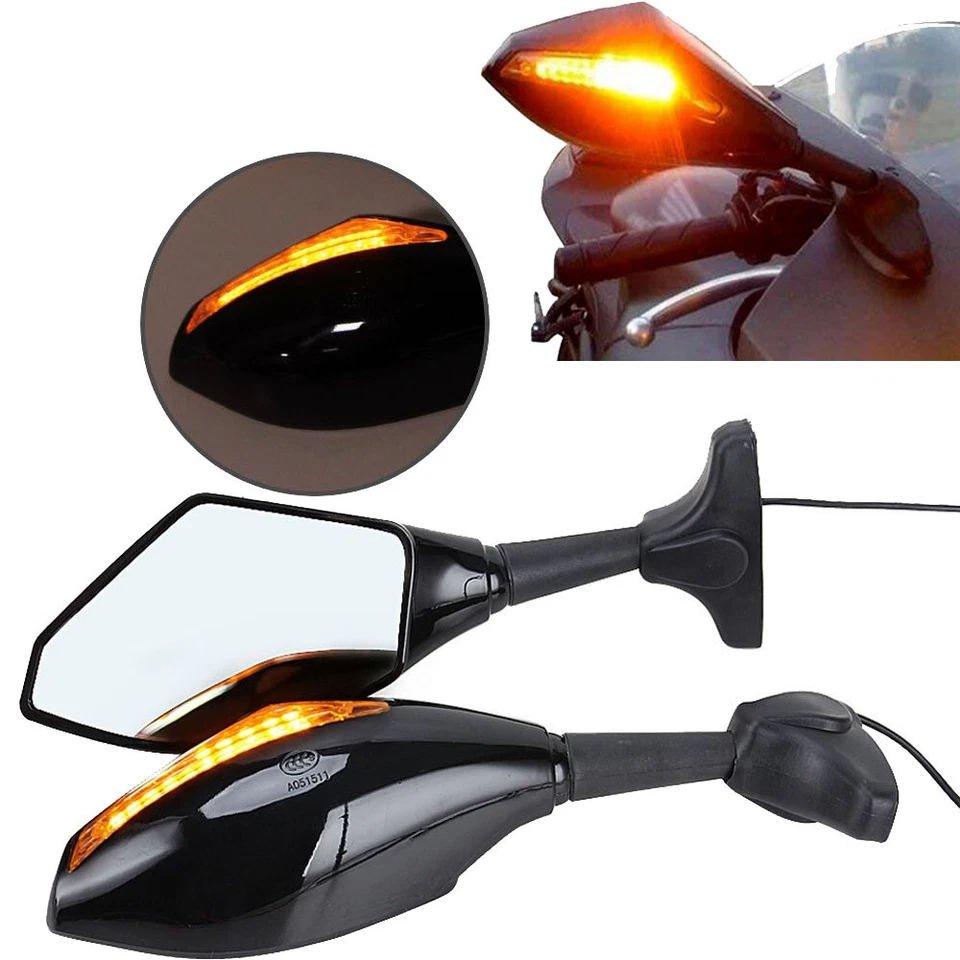 Espejos retrovisores LED intermitentes para motocicleta Yamaha YZF R1 R6 R6S FZR600 YZF-R1 YZF-R6 Foto 4 de 4