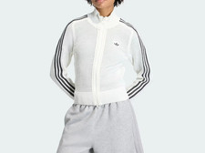 adidas Women's Originals KNITTED CROCHET FIREBIRD Comfort TRACK TOP Off White