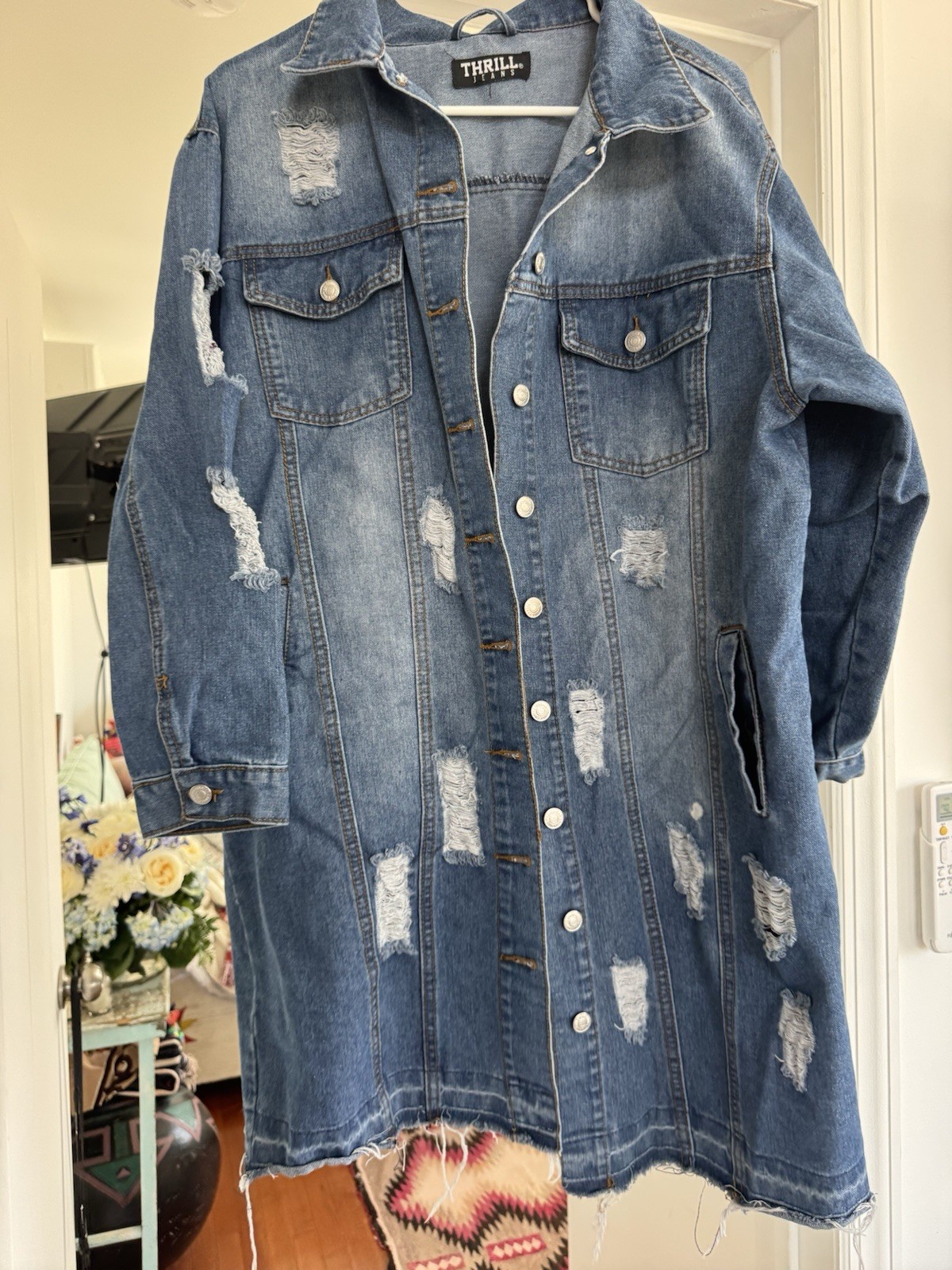 Thrill Jeans Destructed Destroyed Slashed Denim J… - image 6