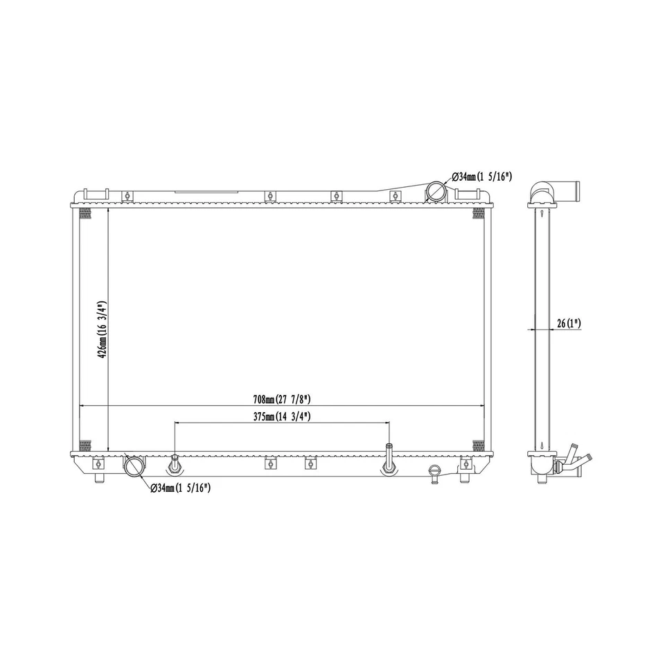 1746 Radiator for Toyota Camry 1994-96 3.0L Avalon Lexus ES300 95-99 1640020060 - Imagem 3 de 4